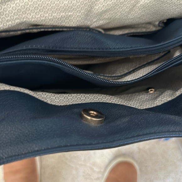 Navy Blue Rivet Three Piece Tote - Picture 7 of 8